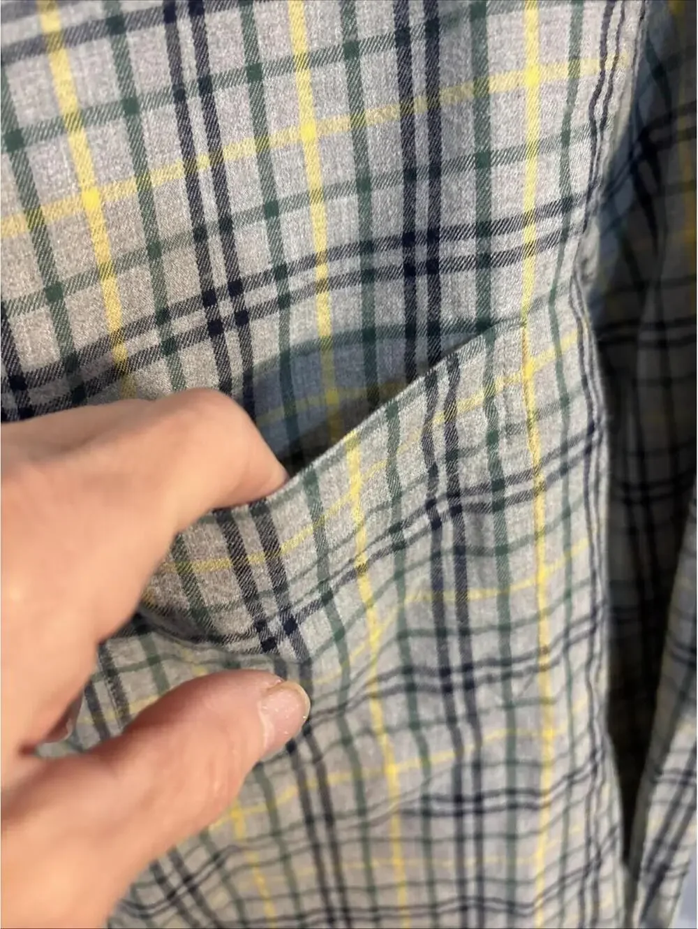 J. Crew Brushed‎ Twill Classic Fit Plaid LS Button Up Medium Yellow Gray Green